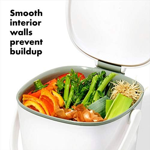 OXO Good Grips Easy-Clean Compost Bin, White, 0.75 Gal