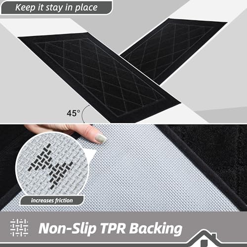 BEQHAUSE Dirt Trapper Door Mat 20" x 32", Doormat Non-Slip, Black