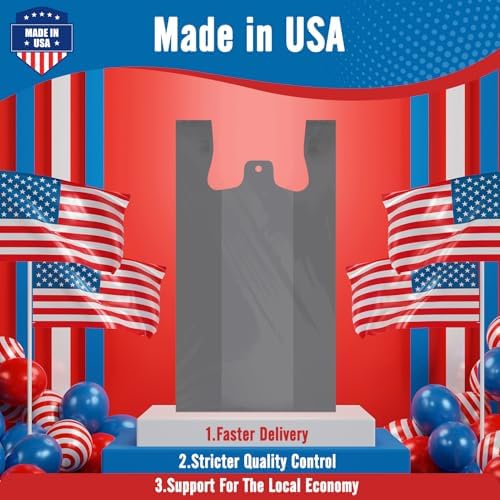 Fuxury 6000 (6K) Count Plastic T-shirt Bags Plain Grey 11.5" x 6.5" x 21", Grocery, Trash, Take Out, To Go, Restaurants, Retail Shopping Bags in Bulk for Small Business