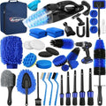 Qydipclin 38PcsB Car Detailing Kit, Car Detailing Brush Set, Car Wash Cleaning Kit, Car Detailing Brushes, Professional Car Care Kit for Interior Exterior Wheels, Blue