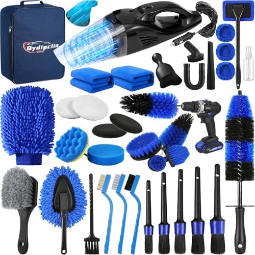 Qydipclin 38PcsB Car Detailing Kit, Car Detailing Brush Set, Car Wash Cleaning Kit, Car Detailing Brushes, Professional Car Care Kit for Interior Exterior Wheels, Blue