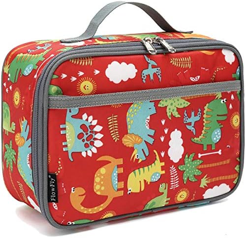 FlowFly Kids Lunch box Insulated Soft Bag Mini Cooler Back to School Thermal Meal Tote Kit for Girls, Boys,Dinosaur&Coconut