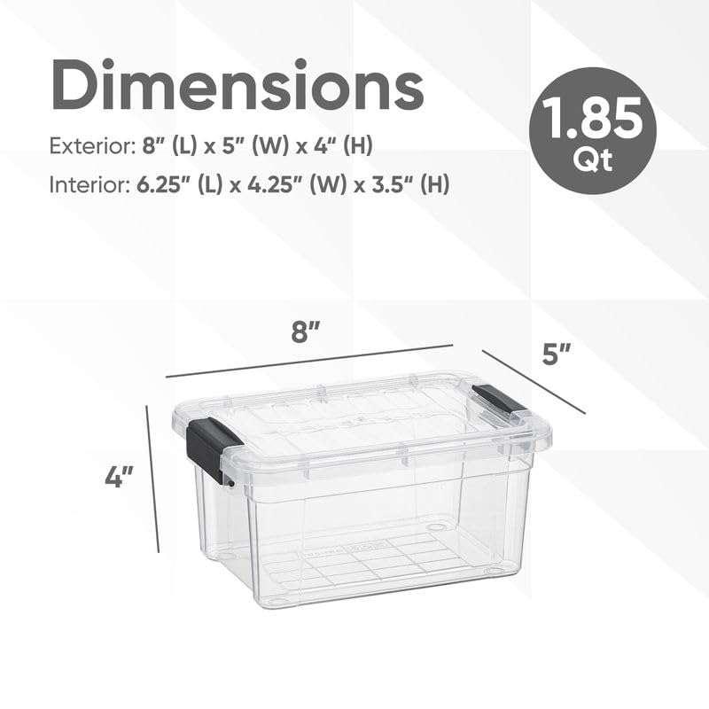 1.85 Quart Clear Plastic Storage Boxes with Lids (5 Count)