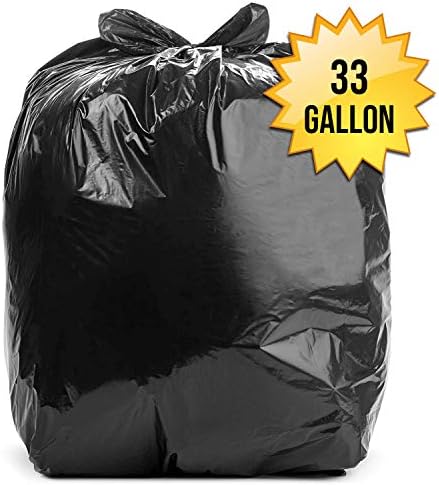 Aluf Plastics 33 Gal Black Trash Bags, 2.0 MIL (EQ.), 33" x 39" (100 Pk)