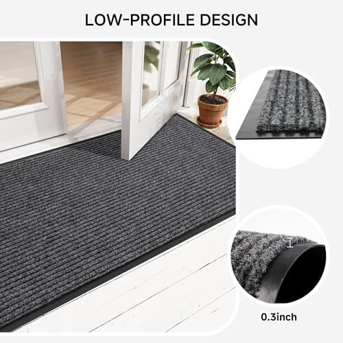 100pointONE Durable Indoor Outdoor Door Mats for Entryway, Heavy Duty Front Door Mat, 48” x 24” Low Profile Welcome Mats for Entry, Stain and Fade Resistant Indoor Outdoor Entrance Mat