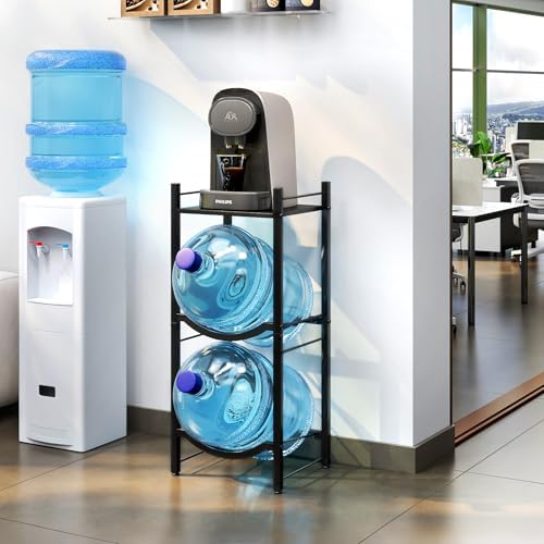 TC-HOMENY 5 Gallon Water Jug Holder, 3-Tier Water Jug Rack for Home Black
