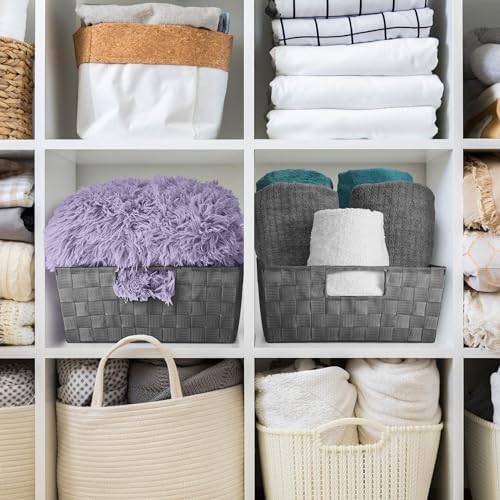 Sorbus Baskets for Organizing, Woven Storage Set (Set of 3, Gray)