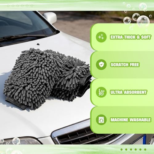 24 Pack Car Wash Mitts Bulk Microfiber Wash Mitts, Grey