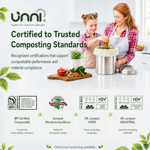 UNNI 3 Gallon Compost Bags for Countertop Bin, 200 CT, Extra Thick 0.71 Mil
