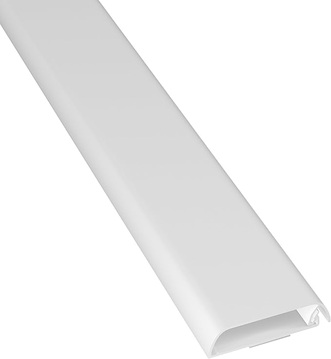 D-Line TV Wall Mount Cord Hider, Hide Mounted TV Cables, Wire Covers, Self Adhesive Cover for Cords, Paintable, Low Profile, Seamless Cable Raceway - 2.36in W x 0.59in H x 39in L - White