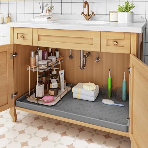 Jin&Bao Under Sink Mat 28" x 22" Waterproof Silicone Cabinet Kitchen Liner