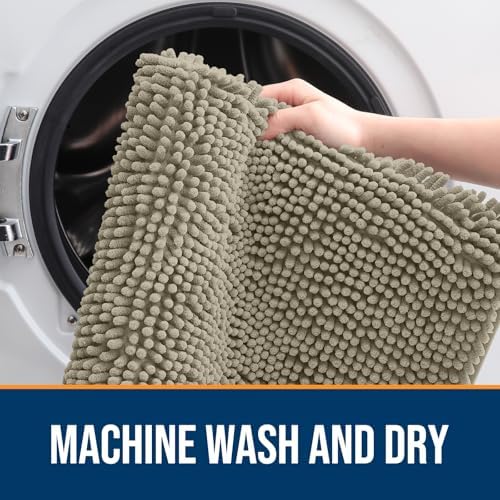 OLANLY Dog Door Mat for Muddy Paws 54x32, Super Absorbent Chenille Mud Mat