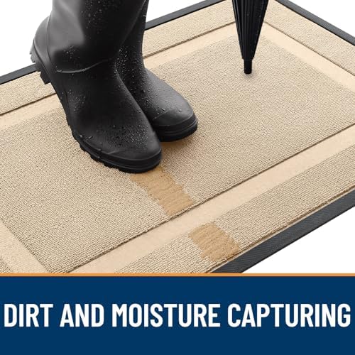 OLANLY Front Door Mat Outside 59x34, All-Season Heavy-Duty Rubber Doormat