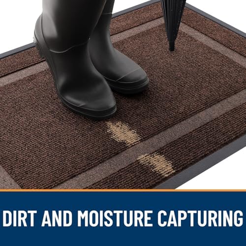 OLANLY Front Door Mat Outside 35x30, All-Season Heavy-Duty Rubber Doormat