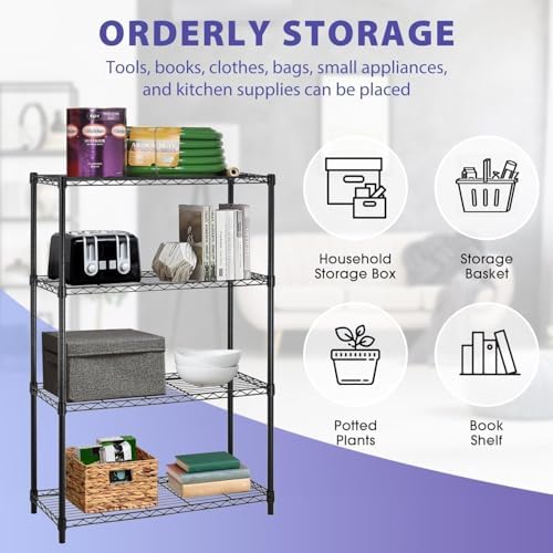 Meet perfect 4-Tier Wire Shelving Unit, 1000 lb, 35.5 x 14 x 54 in, Black