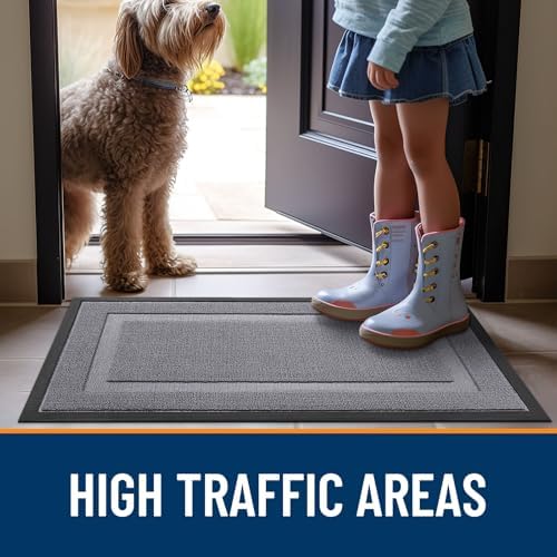 OLANLY Front Door Mat Outside 47x17, All-Season Heavy-Duty Rubber Doormat