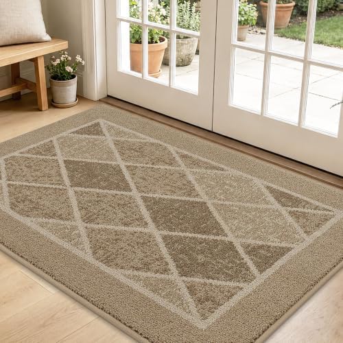 BEQHAUSE Dirt Trapper Door Mats 32" x 48", Non-Slip Washable, Beige
