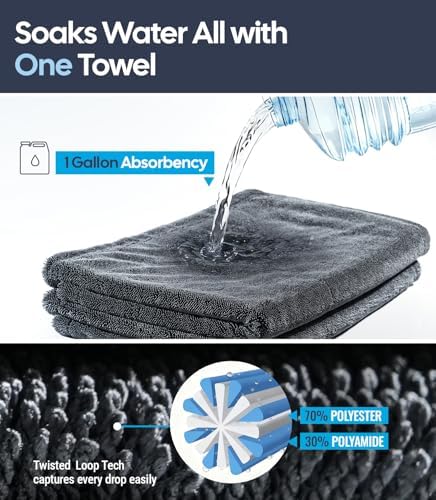 Wigoo Microfiber Car Drying Towel for Detailing, Cars, SUV, Truck (3 Sizes)