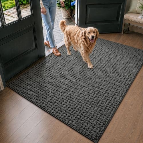LUMI Washable Indoor Door Mat for Entryway 48x72, Entrance Mat, Deep Gray