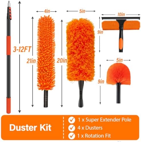 18FT High Reach Duster Cleaning Kit with 3-12 FT Extension Pole