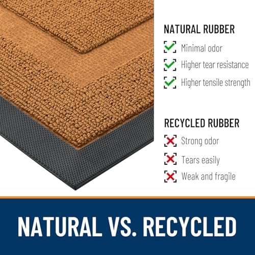 OLANLY Half Circle Front Door Mat Outside 29.5x17 All-Season Rubber Doormat
