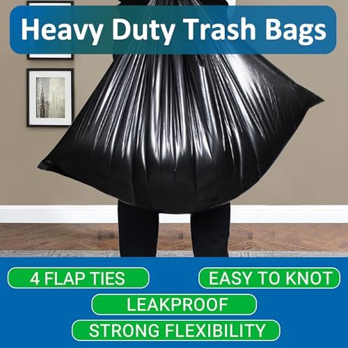 23-33 Gallon Heavy Duty Trash Bags 30 Count 1.2 MIL THICK with Twist Ties Compatible with Rubbermaid Brute & Winco 23-33 Gallon Slim Jim Trash Bags Tear-Resistant HEAVY DUTY