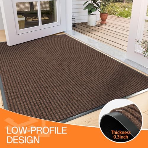 Indoor Outdoor Door Mat, 8' x 4' Doormat for Entryway, Brown
