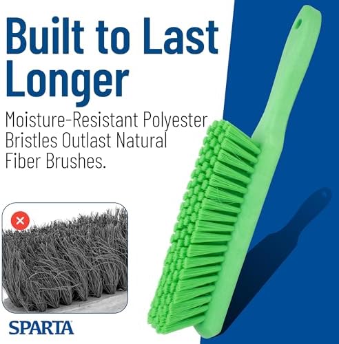SPARTA 8 Inch Soft Counter Brush with Polyester Bristles and 5 Inch Handle, Color Coded Handheld Broom for Tables Countertops and Foodservice Surfaces, 13 Inch Overall Length, Lime