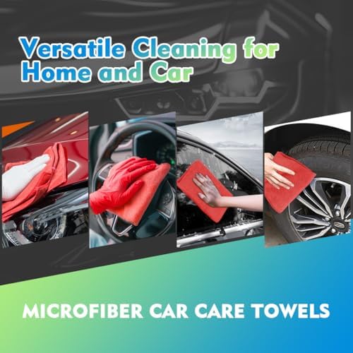 HOMEXCEL Red Microfiber Cleaning Cloth 12 Pack, 12.5 x 12.5 inch Microfiber Towels for Cars, Ultra Absorbent Car Washing Cloth, Lint Free Streak Free Cleaning Rags for Car, Kitchen, and Window