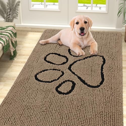 Smiry Dog Door Mat for Muddy Paws, Absorbent Non Slip Dirt Trapper, 59x35