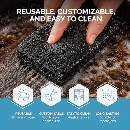 Tile Doctor High-Abrasion Extra Heavy-Duty Scrub Pads 12-Pack 7E-N556-IFSL, Gas Grill, Charcoal Grill, and Blackstone Griddle Scouring Pad, Ideal Dish Scrubber, Shower Scrubber, and Cleaning Sponge