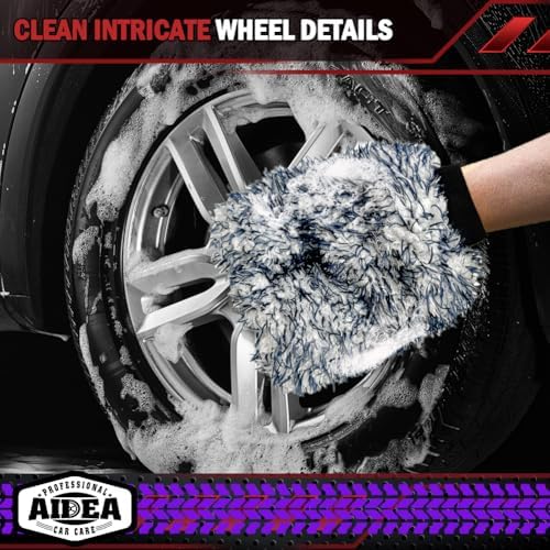 AIDEA Car Wash Mitt Microfiber, 1PK Wheel Cleaner Mitts, 7.12''X10.14''