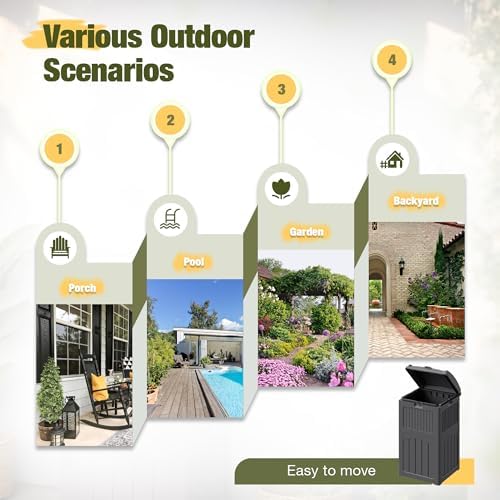 Devoko 33 Gallon Outdoor Trash Can, Hideaway Garbage Bins with Tiered Lid