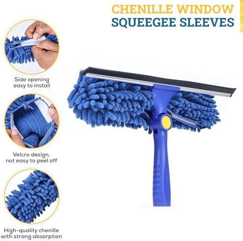 KLEEN HANDLER Professional Window Cleaning Chenille Squeegee Sleeves 5 Pack