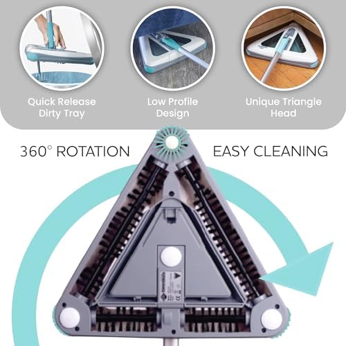 Zippi Sweeper Standard - 2026 New and Improved Lightweight Sweeper, Perfect for Short Carpet Hardwood and Tile, Triangular Design Allows for Sweeping in Corners, 30 Minutes Cleaning Time