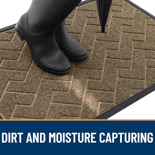 OLANLY Front Door Mat Outside 29.5x17, All-Season Absorbent Rubber Doormat