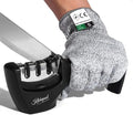 4-in-1 Knife Sharpener Kit with Cut-Resistant Glove, 3-Stage Quality Kitchen Knife Accessories to Repair, Grind, Polish Blade, Professional Knife Sharpening Tool for Kitchen Knives