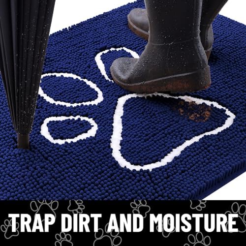 Smiry Dog Door Mat for Muddy Paws, Absorbent Non Slip Dirt Trapper, 24x16