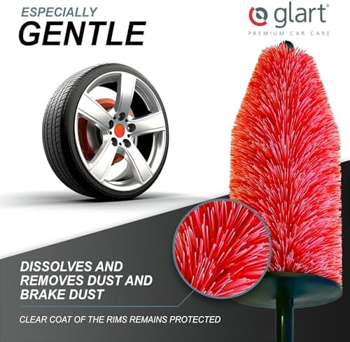 Glart 44FB3 Pack 44FB Set of 3 Car Wheel Rim Brush for Alloy Rims, Steel Rims, Cleaning & Care of Rims Such as Rim Cleaner Without Microfibre Cloth, Black