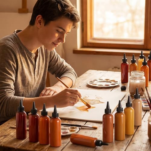 Tanlade 2 oz Plastic Squeeze Bottles with Twist Cap, Brown, 200 Pcs