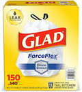 Glad Forceflex Tall Kitchen 13 Gallon Drawstring Trash Bags with Odorshield (150 Ct.)