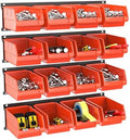TORACK Wall Mounted Storage Bins, 16 Plastic Bins for Tools Organization