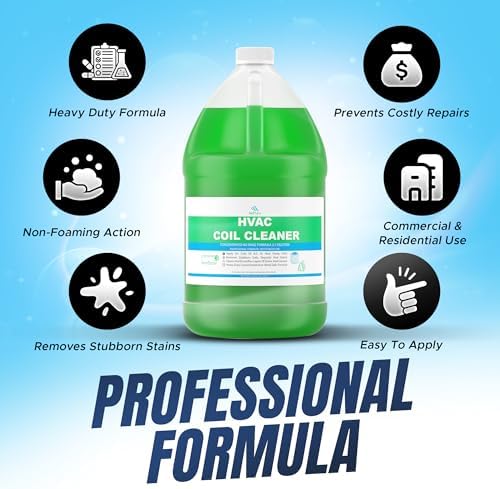 AC Evaporator Coil Cleaner, 1 Gallon (3.78L), No Rinse Coil Cleaner, Metal-Safe Corrosion Inhibitors, Cleans Air Conditioners, Condensers, HVAC, Mini Splits, Heat Pumps, Residential & Commercial