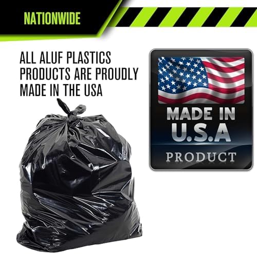 Aluf Plastics RCT-45X Star Sealed Coreless Rolls with E-Z Tie Flap Closure, 45 gal, Polyethylene, 40" x 46", Black (Pack of 400)