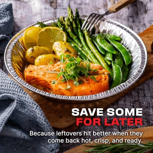 NoCry Premium Disposable Pie Pans 9 Inch (50 Pack) — Foil Aluminum Tins with Curl Lip for Baking Delicious Tarts or Crispy Pastry Crusts — Lightweight Yet Sturdy — Even Heat Distribution