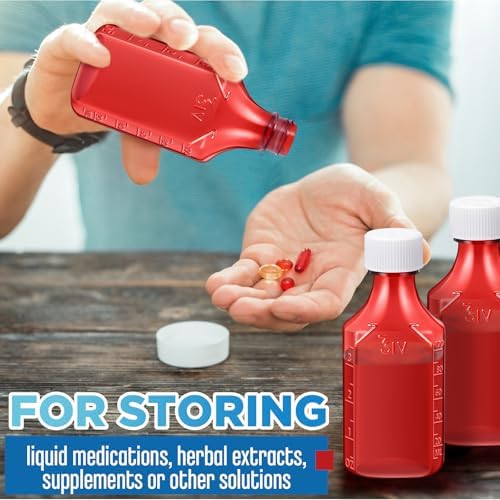 Reallnaive 20 Pcs 4 oz Liquid Medicine Bottles with Caps, Amber