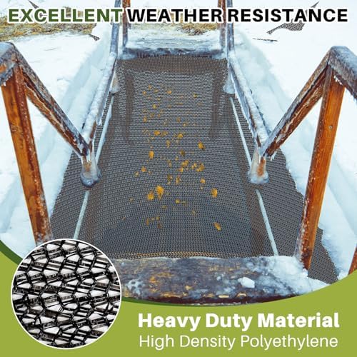 Koi Pond Netting Kit 14 x 14ft, Heavy-Duty Pe, Bird Deer Fence Netting, Durable Net Cover for Leaves, Protect Fish from Blue Heron Bird, Cats & Predators, Stakes & Ties Included