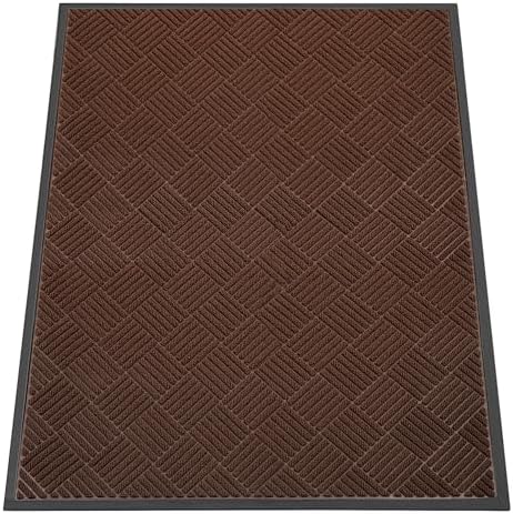 Indoor Outdoor Door Mat, 5' x 4' Doormat for Entryway, Brown