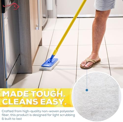KLEEN HANDLER Light Duty Cleaning Scrub Pad, White, Pack 5, 10 x 4.6 in