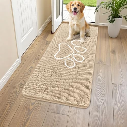 Smiry Dog Door Mat for Muddy Paws, Absorbent Non Slip Dirt Trapper, 45x27